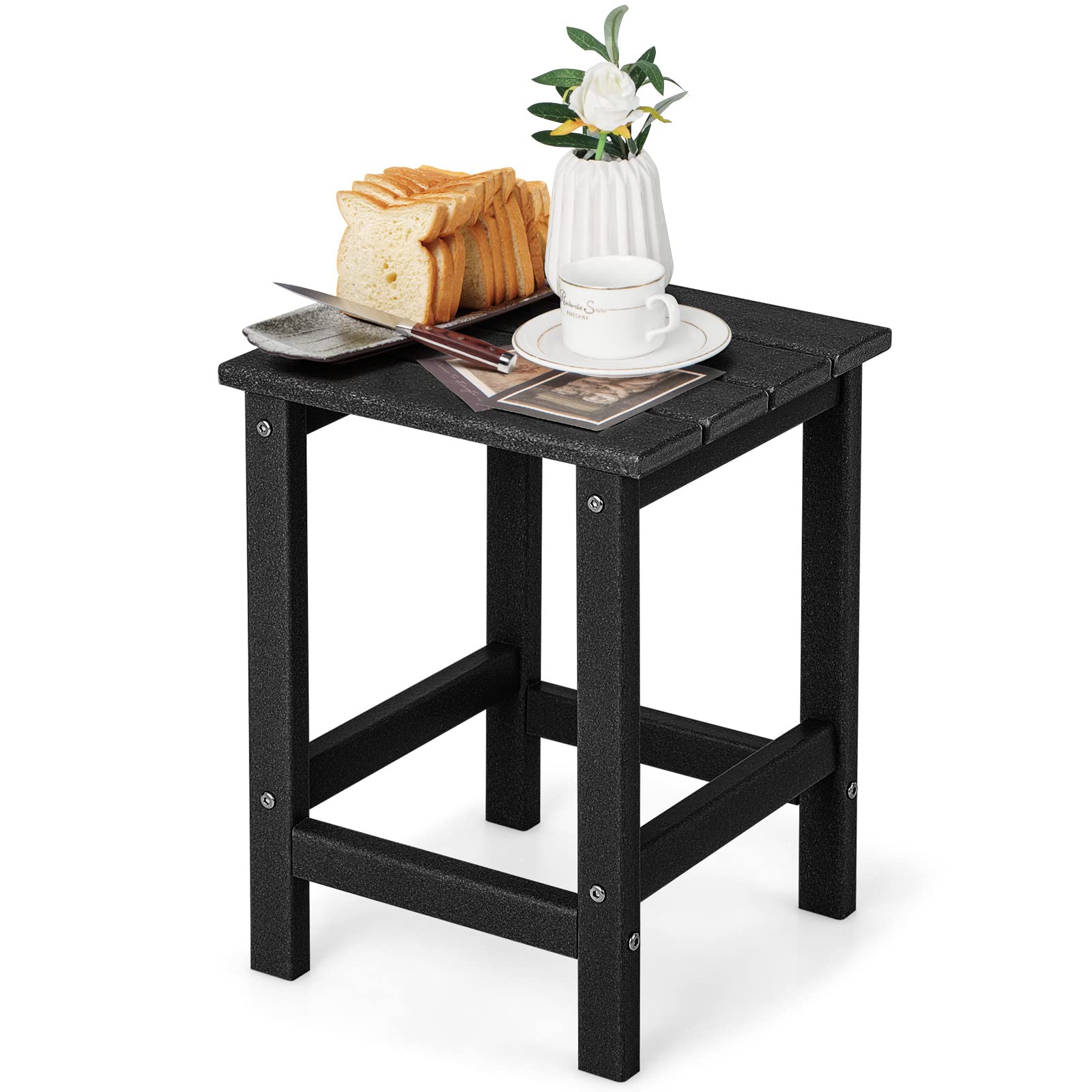 Tangkula Table d'appoint carrée d'extérieur, Table Adirondack en PEHD résistante aux intempéries